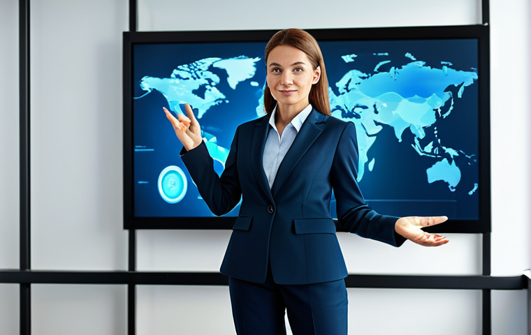 **
A professional businesswoman in a modest business suit, using hand gestures to control a holographic display in a modern office. Fully clothed, appropriate attire, safe for work. Perfect anatomy, correct proportions, well-formed hands, natural body proportions, natural pose. High quality, professional photography, family-friendly.
**
