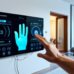 Home 8 **Prompt:** A user interacting with a holographic home automation system using hand gestures. The interface displays clear visual feedback, highlighting volume control. Modern living room background. Perfect anatomy, natural pose, fully clothed, appropriate content, safe for work, professional design.
