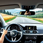 Home 11 제스처 기반 인터페이스 사용 사례 - Automotive Gesture Control**
"A professional, fully clothed driver in a modern Italian car demonstr...